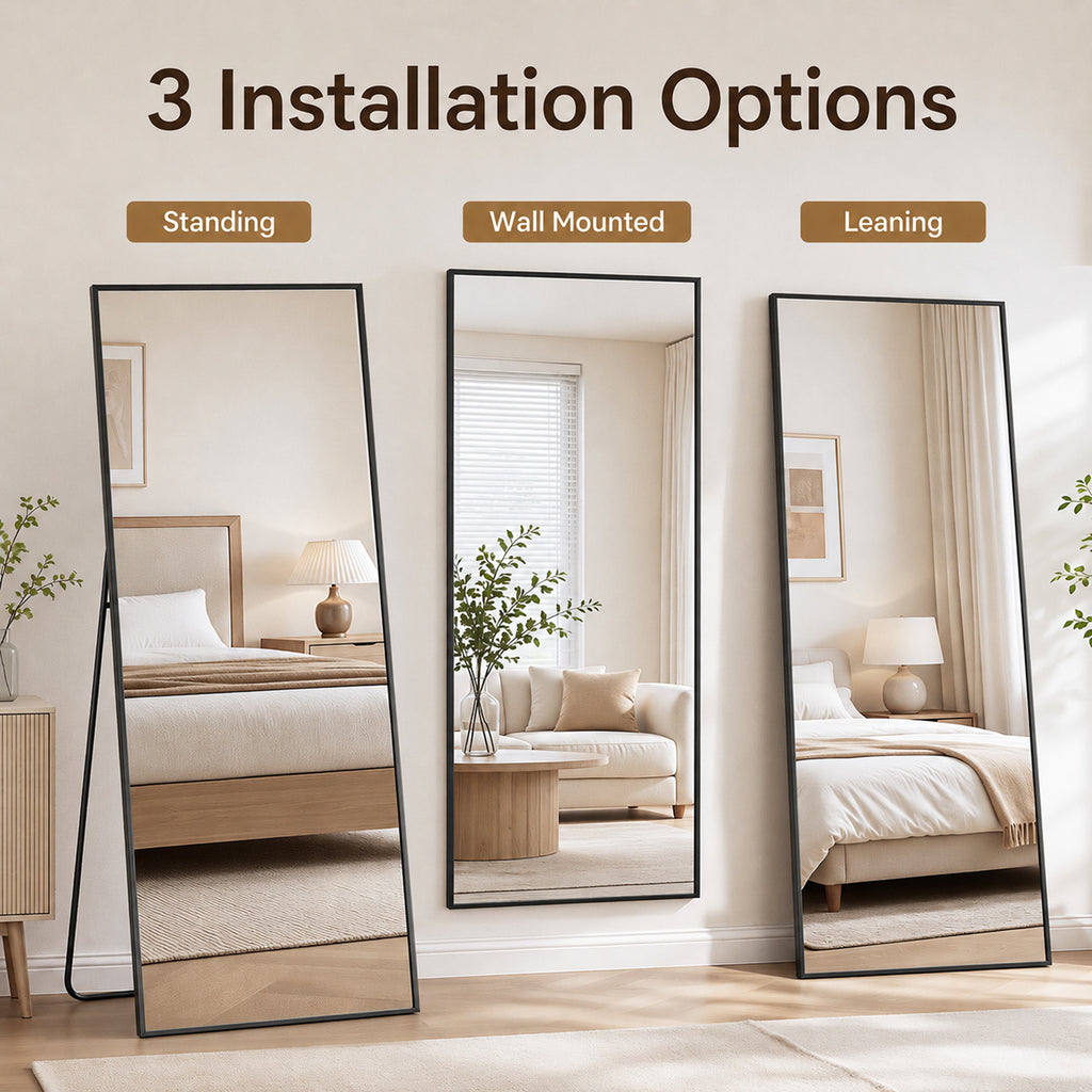 Antok Full Length Mirror, Wall Mounted Hanging Mirror with Aluminum Alloy Frame