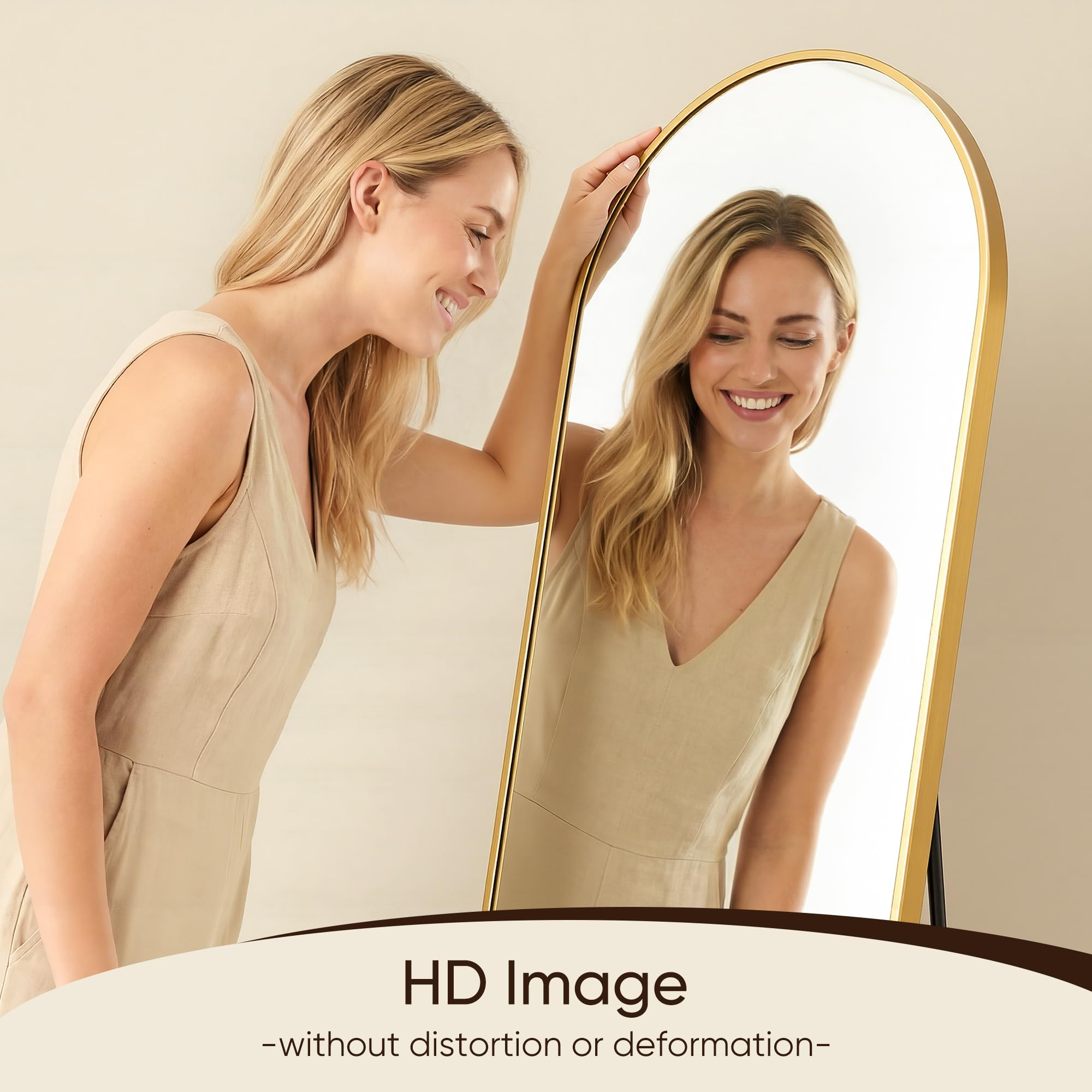 Antok Full Length Floor Mirror, Aluminum Frame, Free Standing/Wall Mount/Leaning for Bedroom, Living Room, Dressing Room