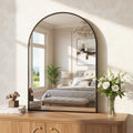Antok 30"x20" Arched Rectangular Wall Mirror, Metal Framed Bathroom Vanity Mirror, Black