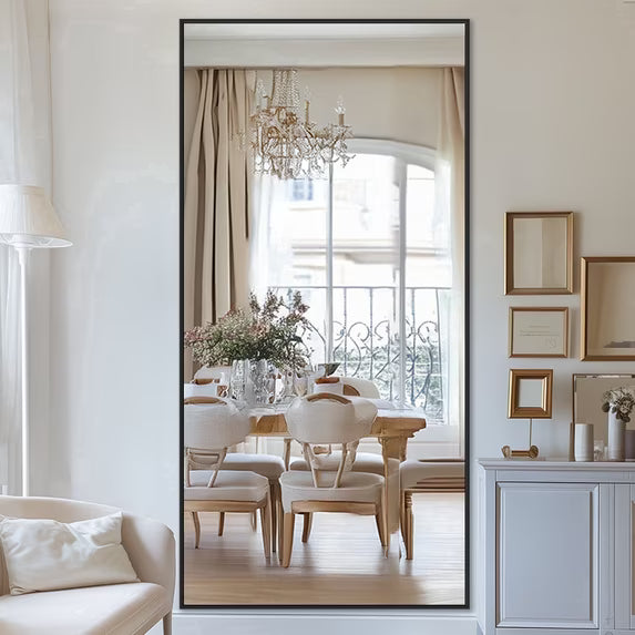 Antok Full Length Floor Mirror Rectangle Floor Standing Tall Mirror with Aluminum Frame, Leaning, Wall Mounted or Freestanding