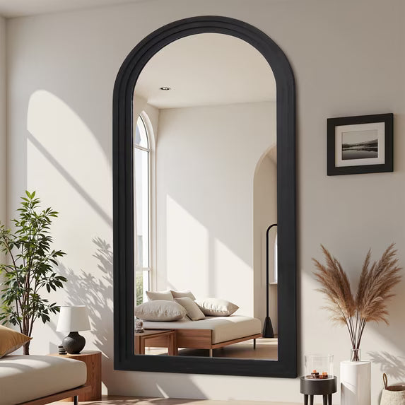 Antok Full Length Mirror with Stand, Standing Floor Mirror with Solid Wooden Frame Full Body Mirror