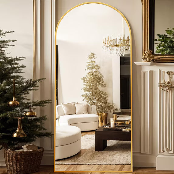 Antok Arched Full Length Floor Mirror Full Body Mirror with Stand, for Bedroom, Living Room, Cloakroom