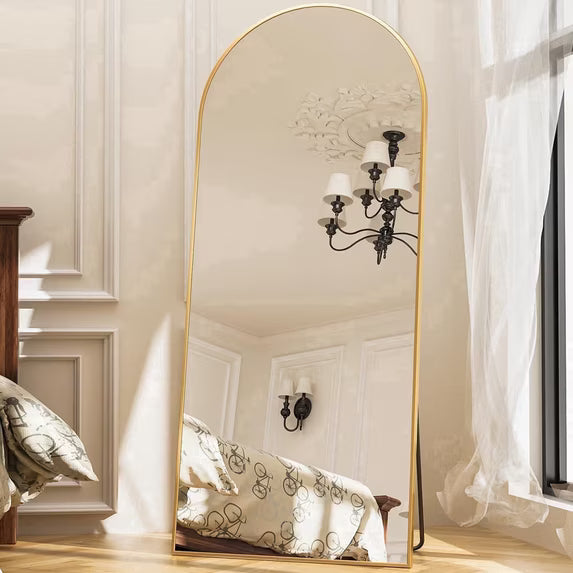 Antok Arched Full Length Floor Mirror Full Body Mirror with Stand, for Bedroom, Living Room, Cloakroom