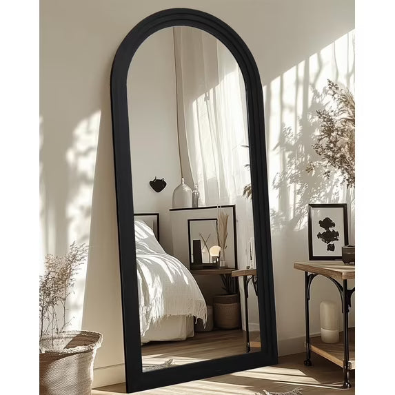 Antok Full Length Mirror with Stand, Standing Floor Mirror with Solid Wooden Frame Full Body Mirror
