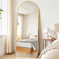 58"x20" Full Length Floor Mirror, Freestanding Standing Mirror with Stand - Arch Full Body Mirror for Bedroom, Living Room, Hallway, Gold (Round Corner)