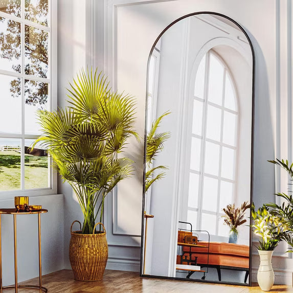Antok Arched Full Length Floor Mirror Full Body Mirror with Stand, for Bedroom, Living Room, Cloakroom