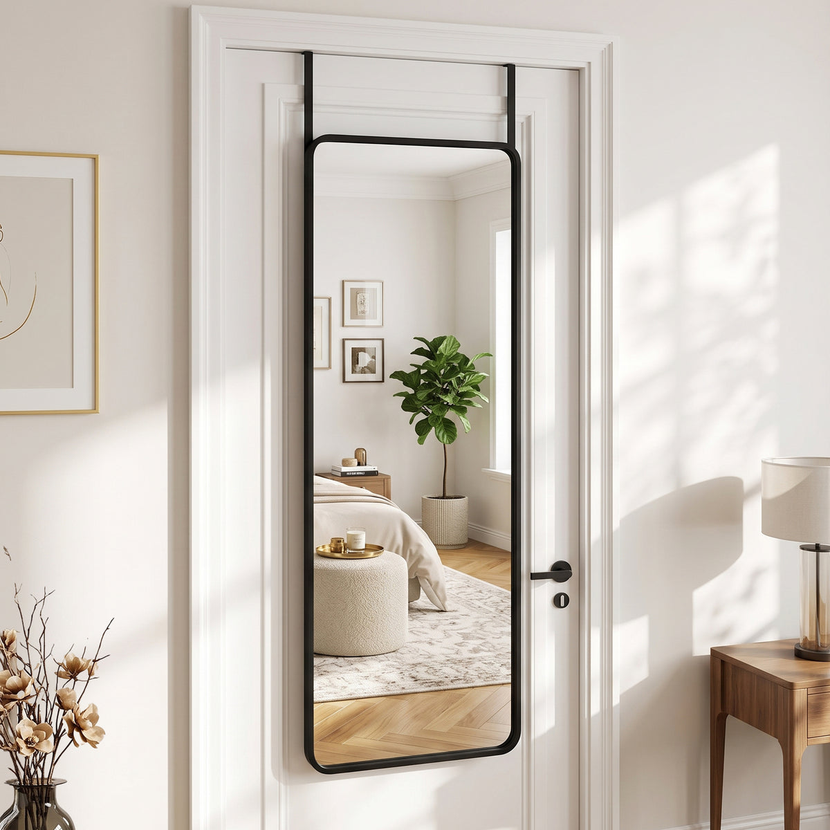 Antok Full Length Mirror, 3-in-1 Over The Door Mirror, Freestanding, Leaning & Wall Mount Full Body Mirror