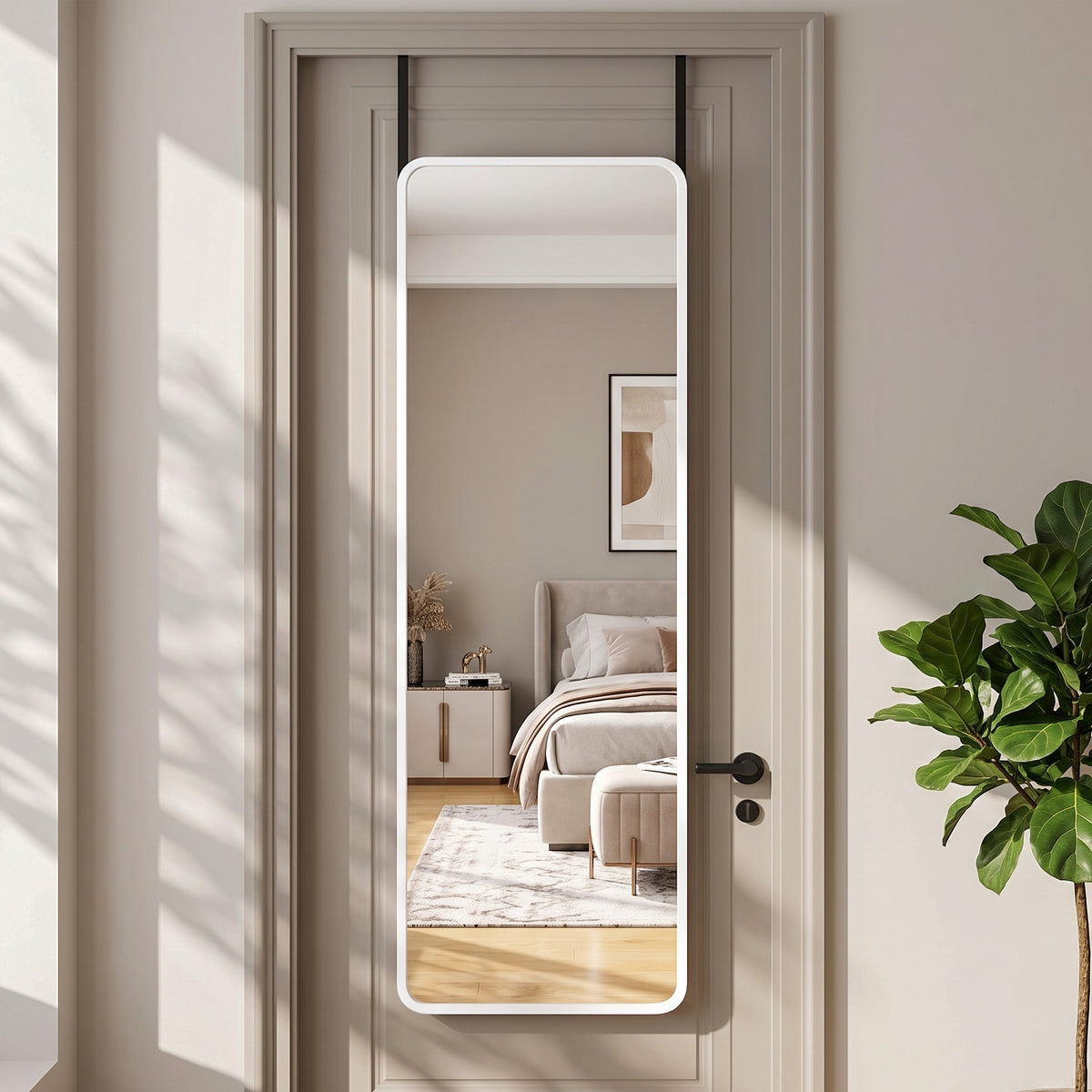 Antok Full Length Mirror, 3-in-1 Over The Door Mirror, Freestanding, Leaning & Wall Mount Full Body Mirror