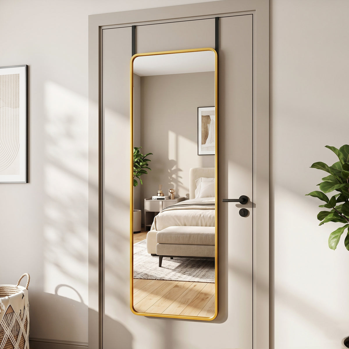 Antok Full Length Mirror, 3-in-1 Over The Door Mirror, Freestanding, Leaning & Wall Mount Full Body Mirror