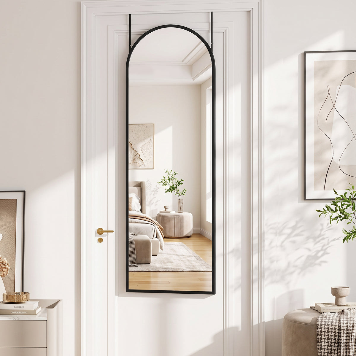 Antok Full Length Mirror, 3-in-1 Over The Door Mirror, Freestanding, Leaning & Wall Mount Full Body Mirror