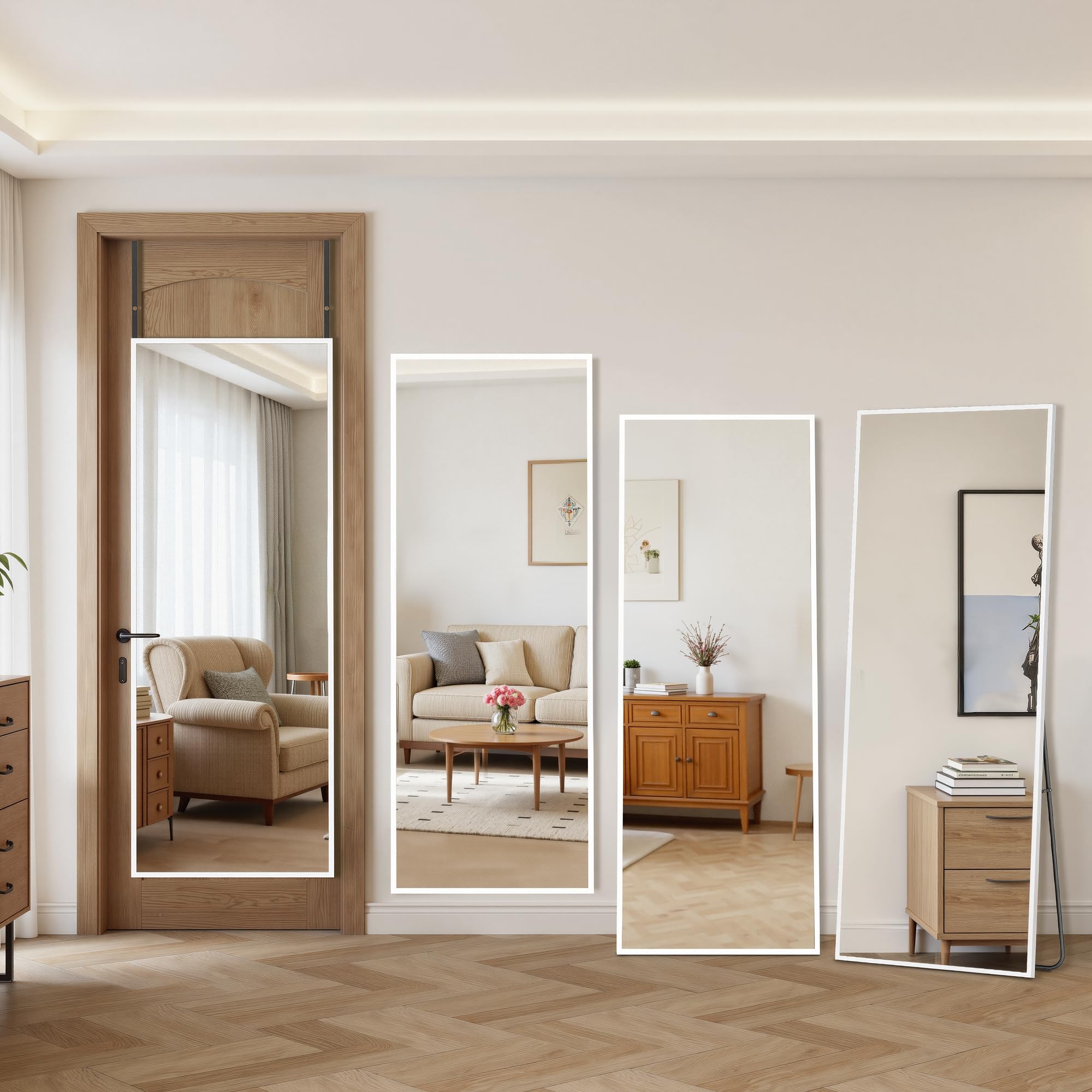 Antok Full Length Door Mirror, Over the Door Mirror with Aluminum Alloy Frame