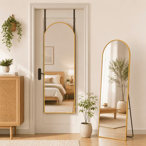 Antok Arched Full Length Floor Mirror Full Body Mirror with Stand, for Bedroom, Living Room, Cloakroom