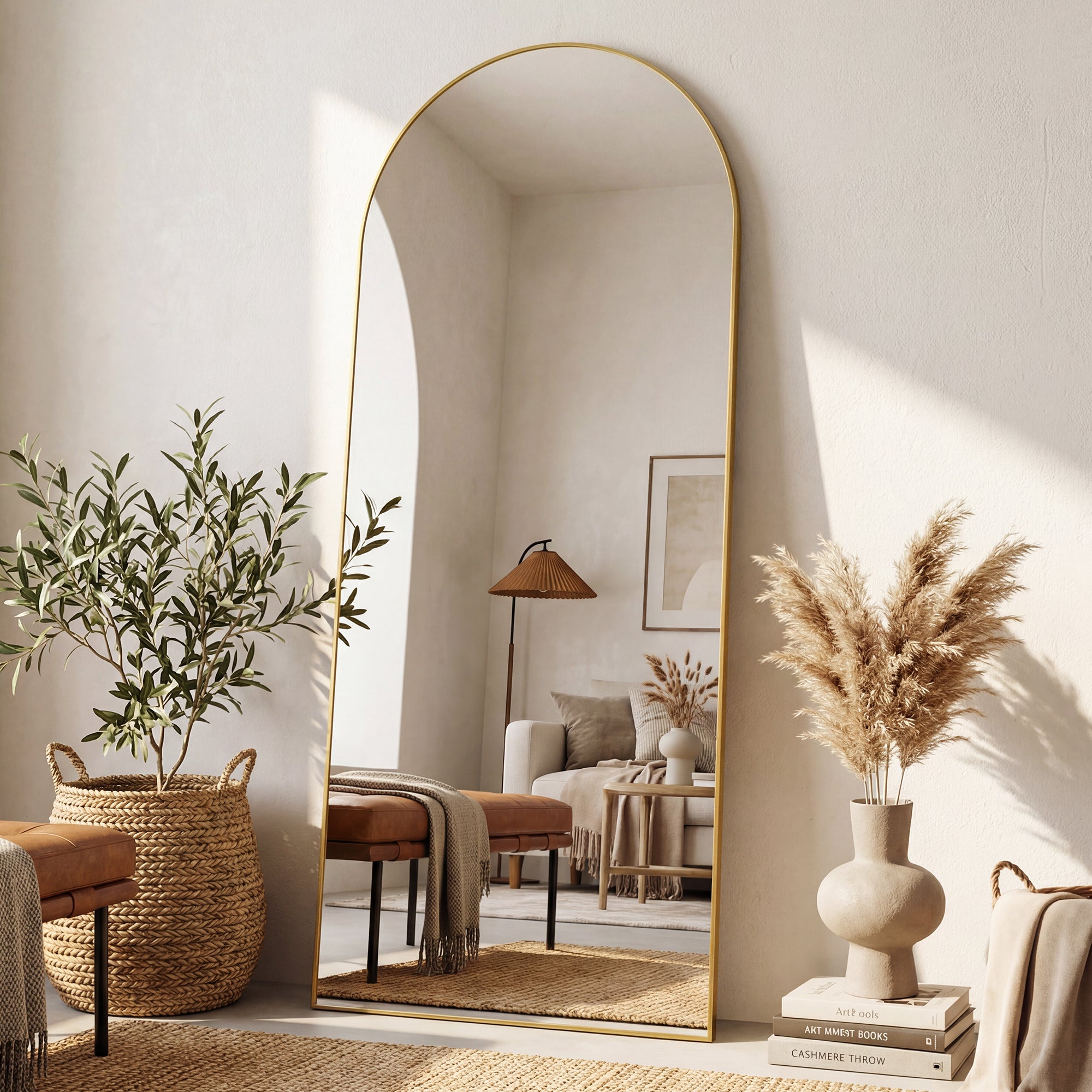 Antok Full Length Floor Mirror, Aluminum Frame, Free Standing/Wall Mount/Leaning for Bedroom, Living Room, Dressing Room