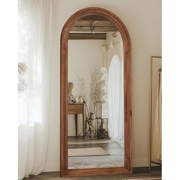 Antok Full Length Mirror with Stand, Standing Floor Mirror with Solid Wooden Frame Full Body Mirror