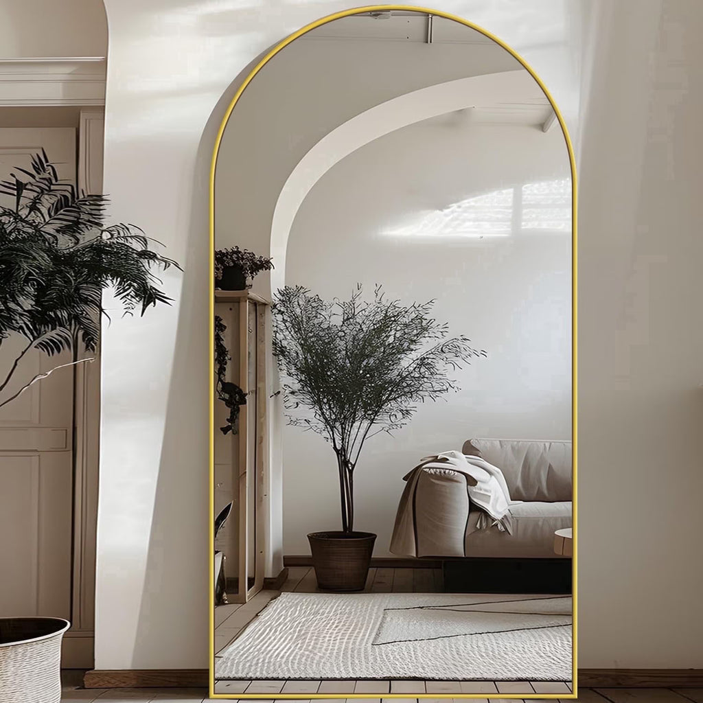 Antok 71"x 28.2" Arched Full Length Mirror Standing Floor Mirror Stand Up Mirror, Gold Frame