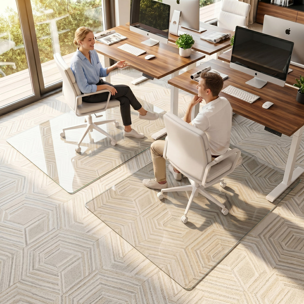 Antok Tempered Glass Chair Mat, Heavy Duty 0.2" Desk Chair Mat for Smooth Rolling at Home or Office