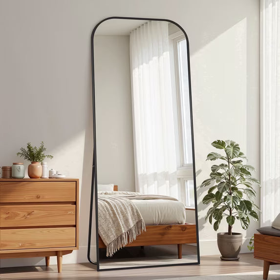 Antok Floor Mirror, Arched Full Body Standing Mirror for Bedroom & Living Room