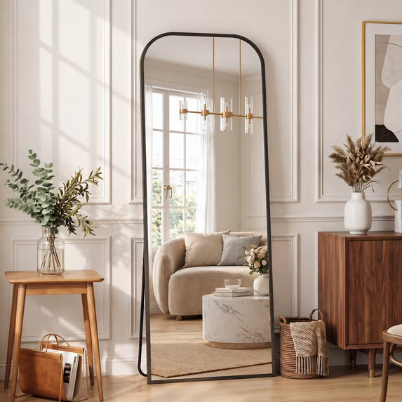 Antok Floor Mirror, Arched Full Body Standing Mirror for Bedroom & Living Room