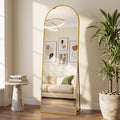 Antok 58.4"x18" Arched Full Length Mirror with Stand - Gold Frame Standing Floor Mirror, Full Body Mirror, Shatterproof, Freestanding/Wall Mount, for Bedroom, Dressing Room