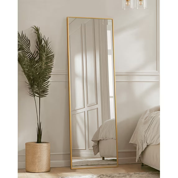 Antok Full Length Floor Mirror Rectangle Floor Standing Tall Mirror with Aluminum Frame, Leaning, Wall Mounted or Freestanding