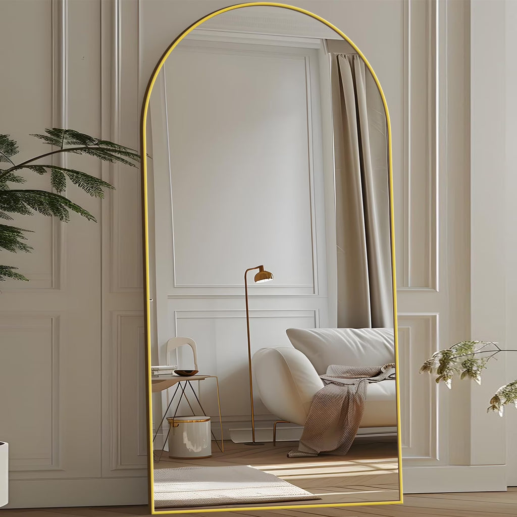 Antok 71"x 28.2" Arched Full Length Mirror Standing Floor Mirror Stand Up Mirror, Gold Frame