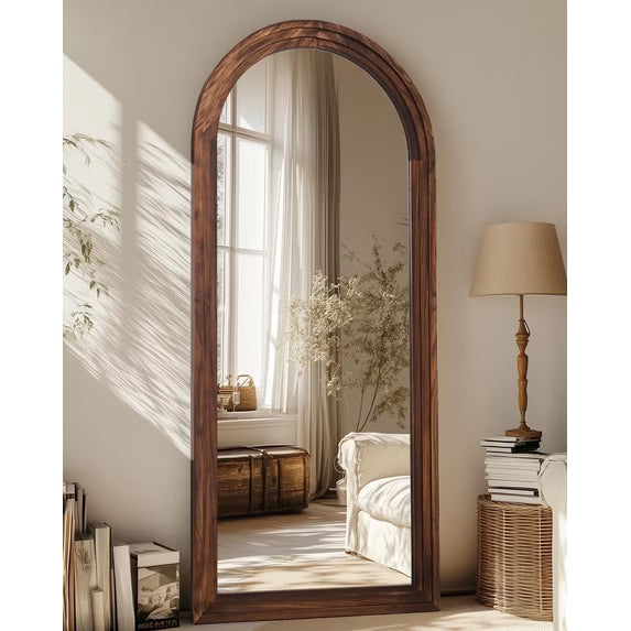 Antok Full Length Mirror with Stand, Standing Floor Mirror with Solid Wooden Frame Full Body Mirror