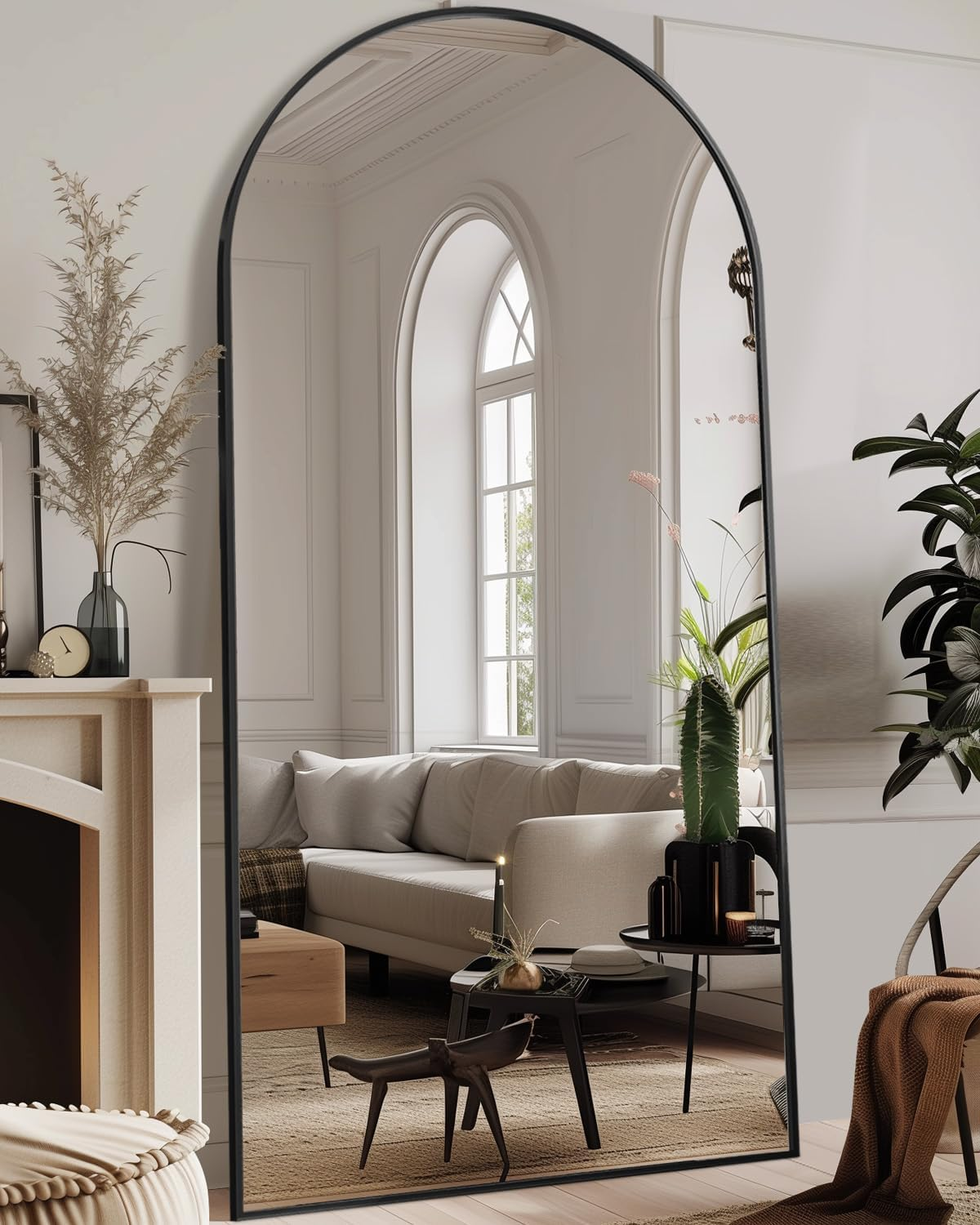 Antok Full Length Floor Mirror, Aluminum Frame, Free Standing/Wall Mount/Leaning for Bedroom, Living Room, Dressing Room