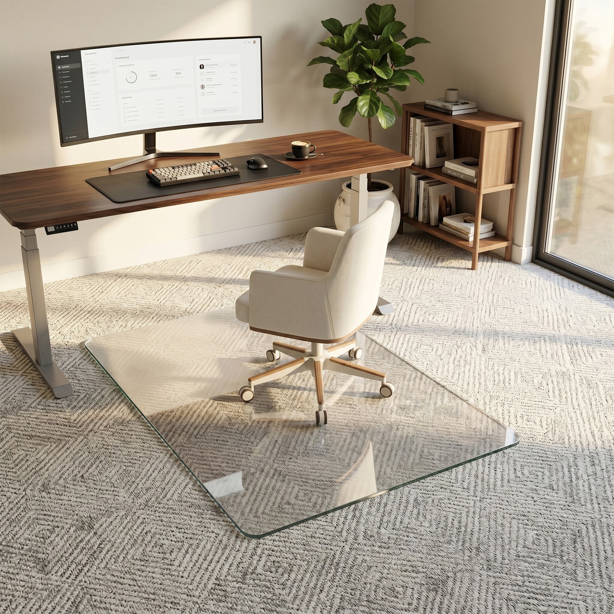 Antok Tempered Glass Chair Mat, Heavy Duty 0.2" Desk Chair Mat for Smooth Rolling at Home or Office