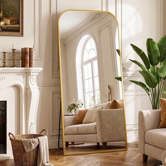Antok Floor Mirror, Arched Full Body Standing Mirror for Bedroom & Living Room