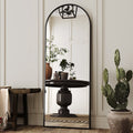 Antok 58"x21" Arched Full Length Mirror with Stand - Black Frame Standing Floor Mirror, Full Body Mirror, Shatterproof, Freestanding/Wall Mount, for Bedroom, Dressing Room