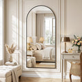 Antok Arched Full Length Mirror 71"x32", Standing Floor Mirror with Black Frame, Durable Anti-Shatter Glass, Freestanding/Wall Mountable for Bedroom, Living Room, Dressing Room