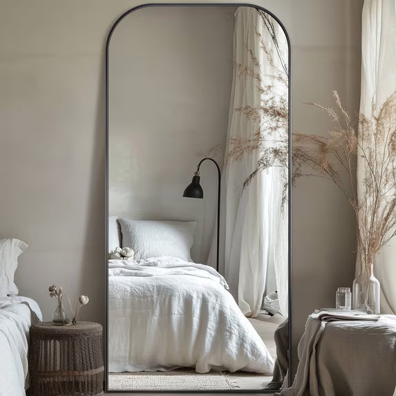 Antok Floor Mirror, Arched Full Body Standing Mirror for Bedroom & Living Room