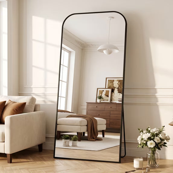 Antok Floor Mirror, Arched Full Body Standing Mirror for Bedroom & Living Room