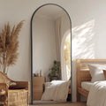 Antok 58.4"x18" Arched Full Length Mirror with Stand - Black Frame Standing Floor Mirror, Full Body Mirror, Shatterproof, Freestanding/Wall Mount, for Bedroom, Dressing Room