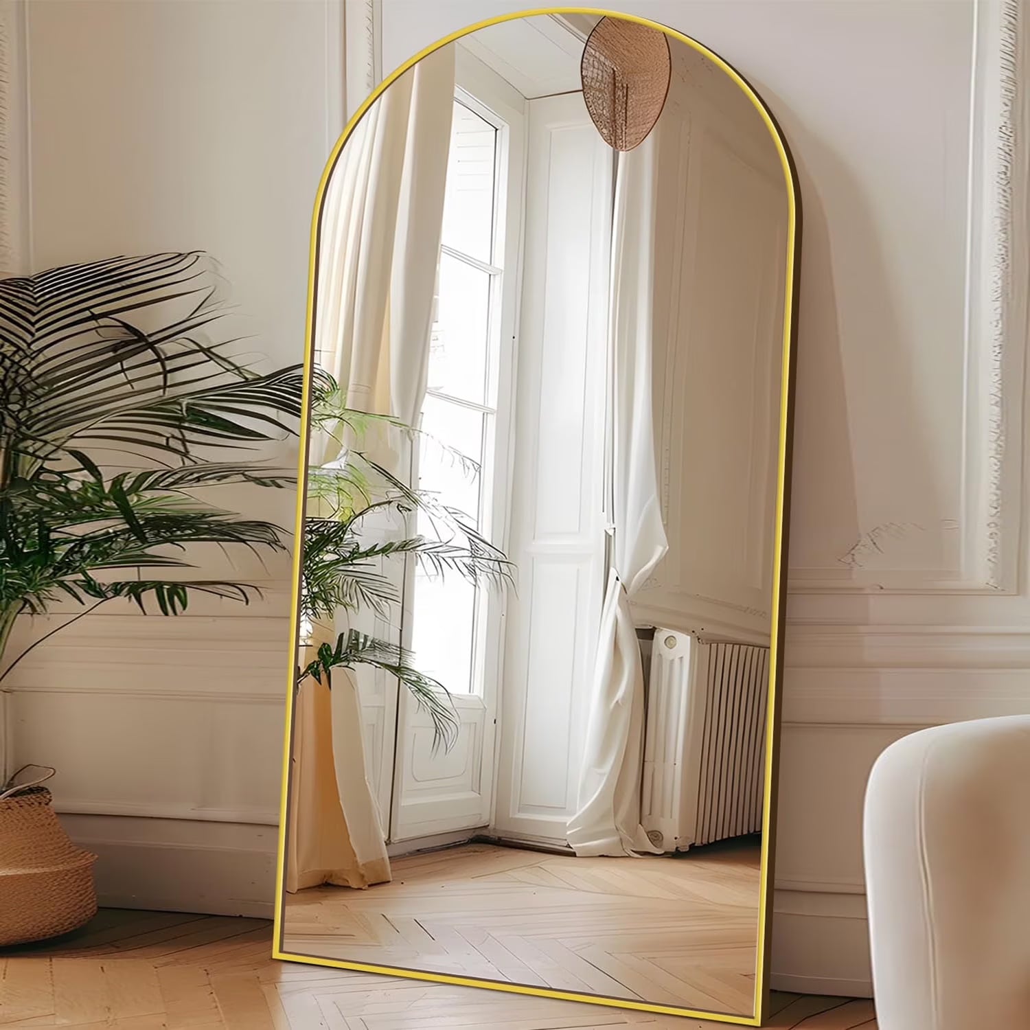 Antok 71"x 28.2" Arched Full Length Mirror Standing Floor Mirror Stand Up Mirror, Gold Frame