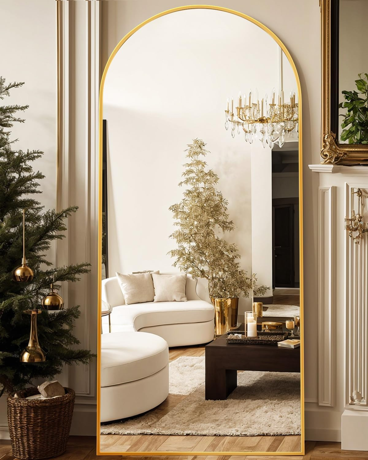 Antok Full Length Floor Mirror, Aluminum Frame, Free Standing/Wall Mount/Leaning for Bedroom, Living Room, Dressing Room