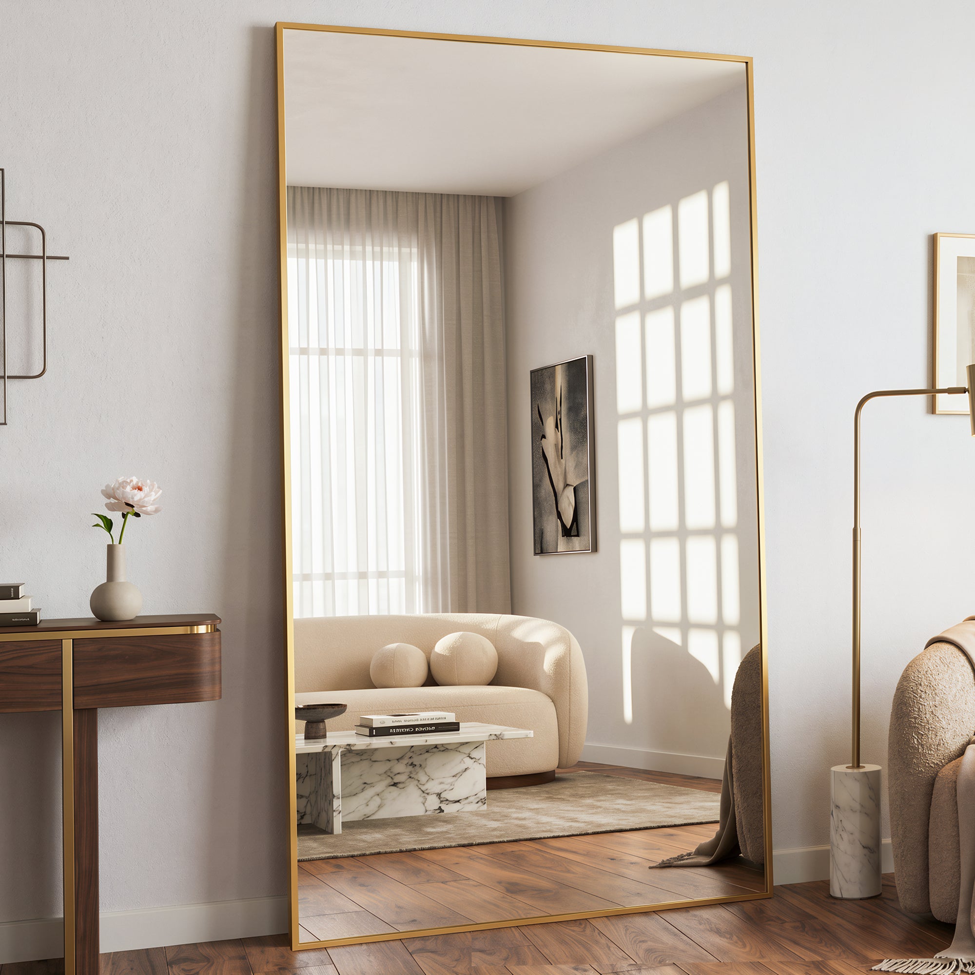 Antok Full Length Mirror, Wall Mounted Hanging Mirror with Aluminum Alloy Frame