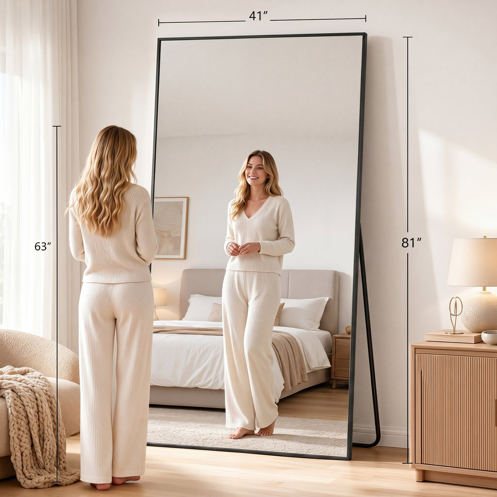 Antok Full Length Mirror, Wall Mounted Hanging Mirror with Aluminum Alloy Frame
