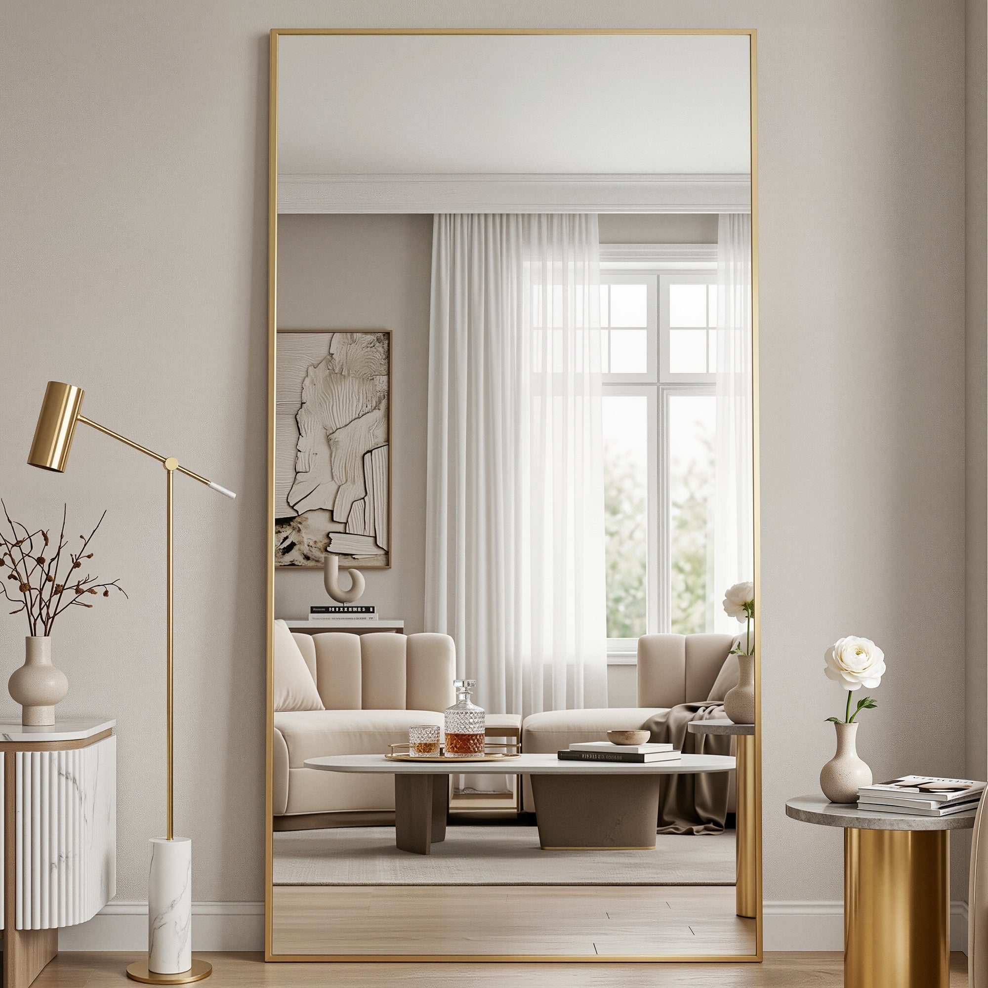 Antok Full Length Mirror, Wall Mounted Hanging Mirror with Aluminum Alloy Frame