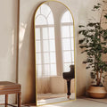 Antok Arched Full Length Mirror 58"x21", Standing Floor Mirror with Gold Frame, Durable Anti-Shatter Glass, Freestanding/Wall Mountable for Bedroom, Living Room, Dressing Room