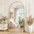 Antok Arched Full Length Mirror 78"x38", Standing Floor Mirror with Gold Frame, Durable Anti-Shatter Glass, Freestanding/Wall Mountable for Bedroom, Living Room, Dressing Room
