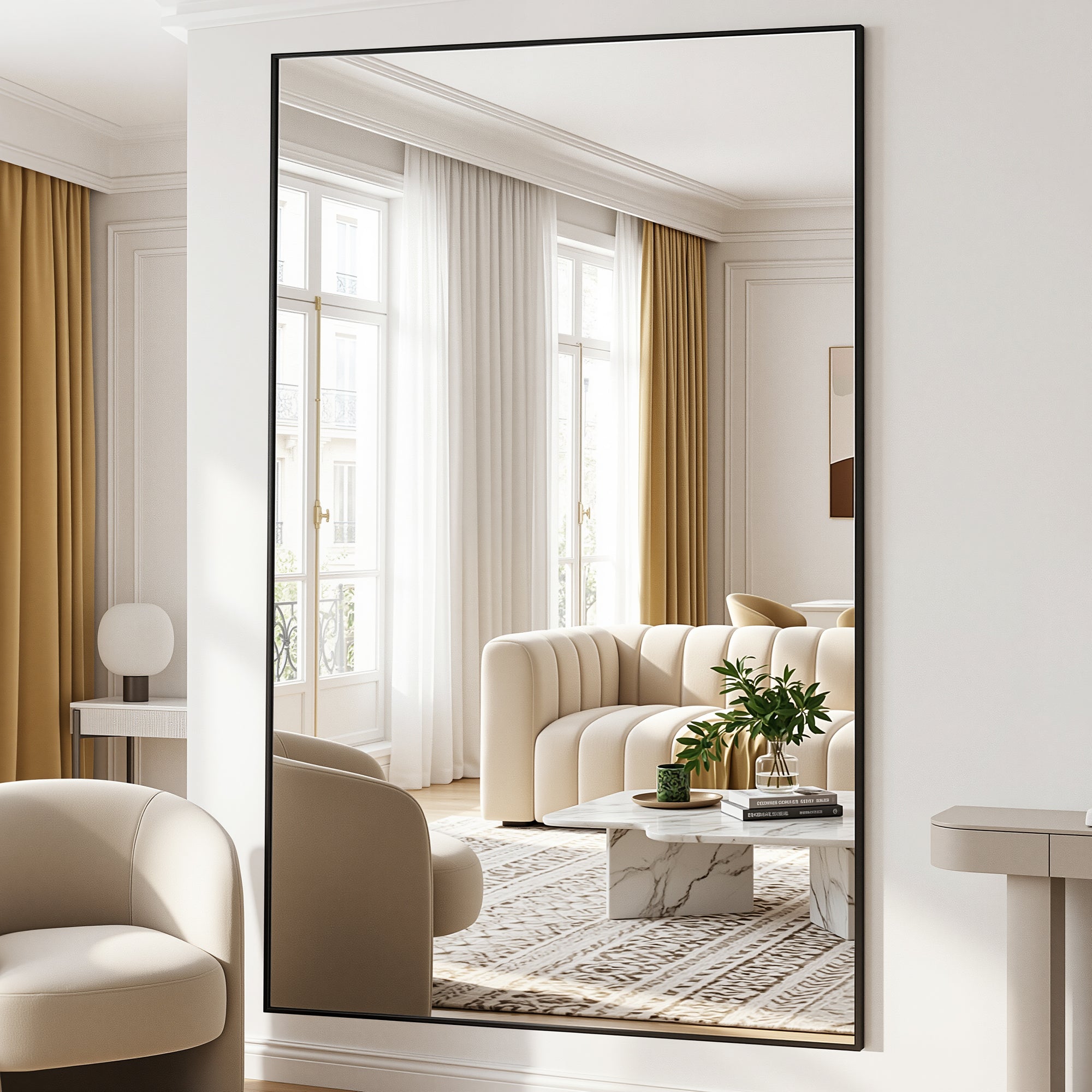 Antok Full Length Floor Mirror, Aluminum Frame, Free Standing/Wall Mount/Leaning for Bedroom, Living Room, Dressing Room