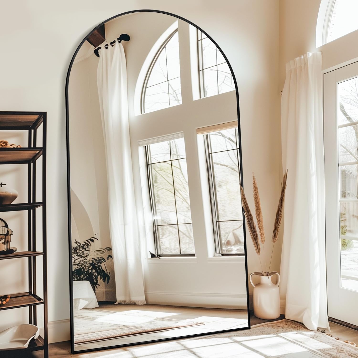 Antok Full Length Floor Mirror, Aluminum Frame, Free Standing/Wall Mount/Leaning for Bedroom, Living Room, Dressing Room