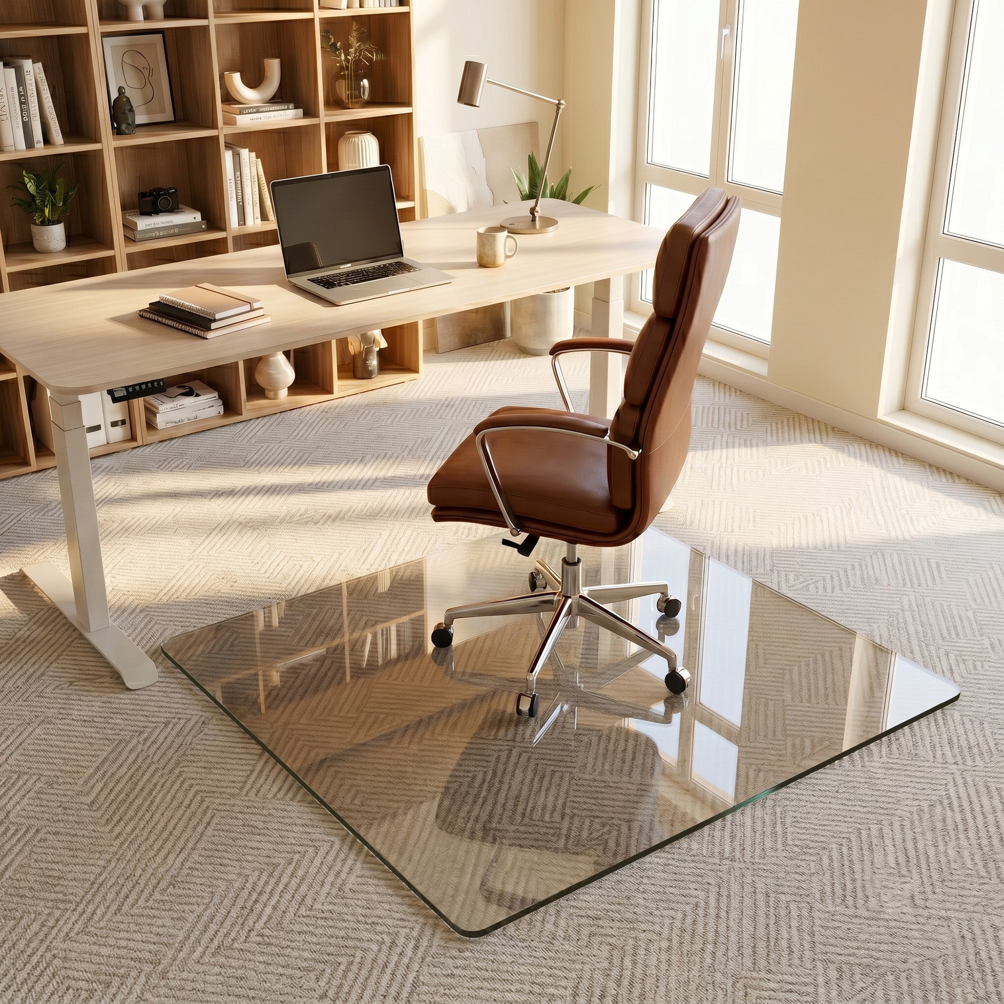 Antok Tempered Glass Chair Mat, Heavy Duty 0.2" Desk Chair Mat for Smooth Rolling at Home or Office