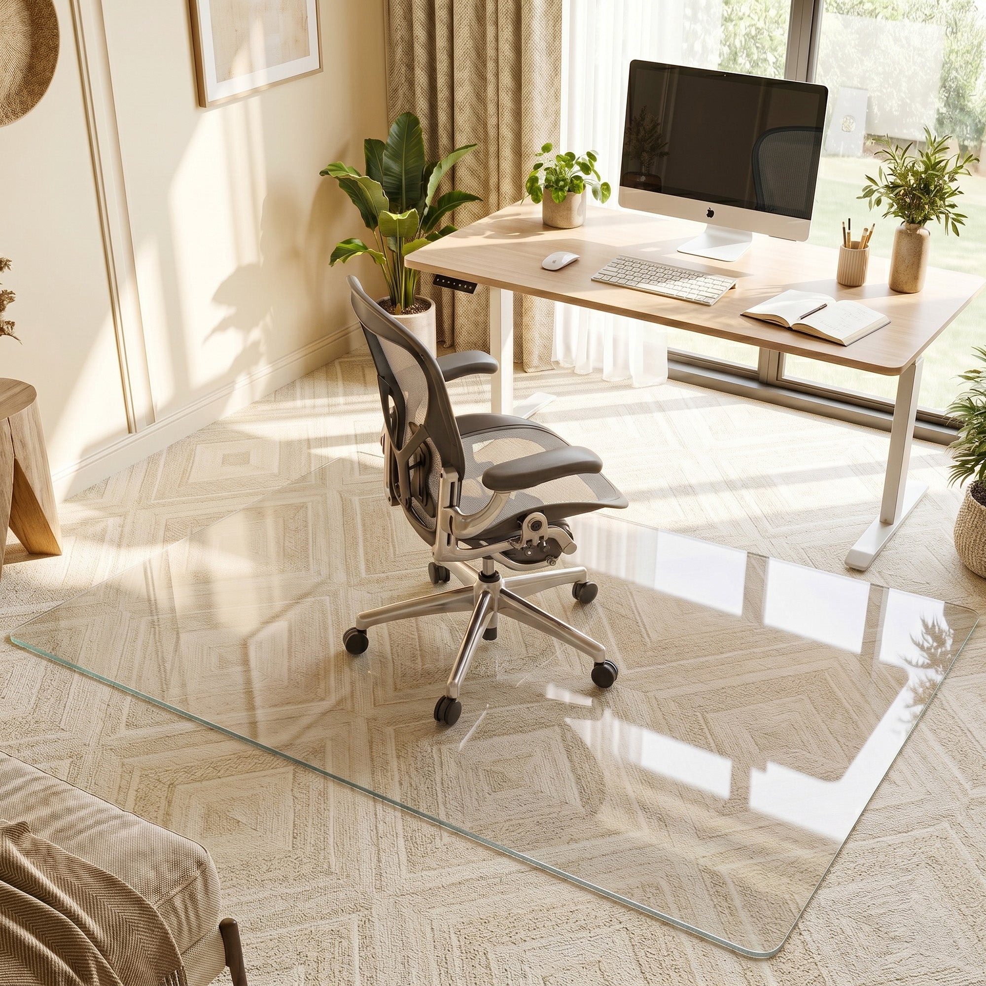 Antok Tempered Glass Chair Mat, Heavy Duty 0.2" Desk Chair Mat for Smooth Rolling at Home or Office