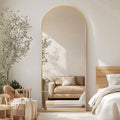 Antok Arched Full Length Mirror 58.3"x18", Standing Floor Mirror with Gold Frame, Durable Anti-Shatter Glass, Freestanding/Wall Mountable for Bedroom, Living Room, Dressing Room