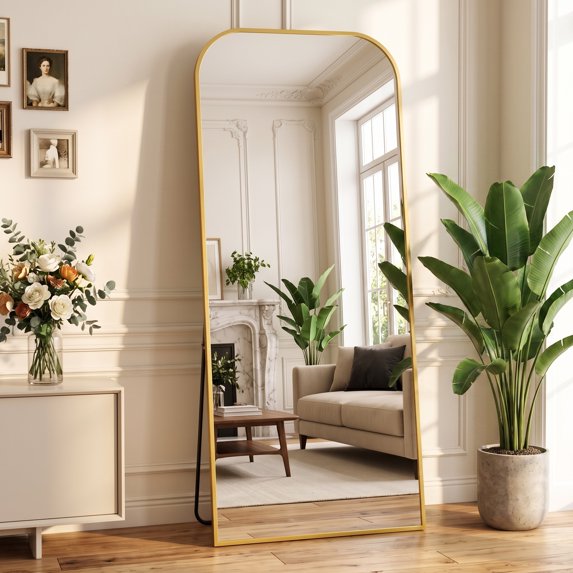 Antok Floor Mirror, Arched Full Body Standing Mirror for Bedroom & Living Room