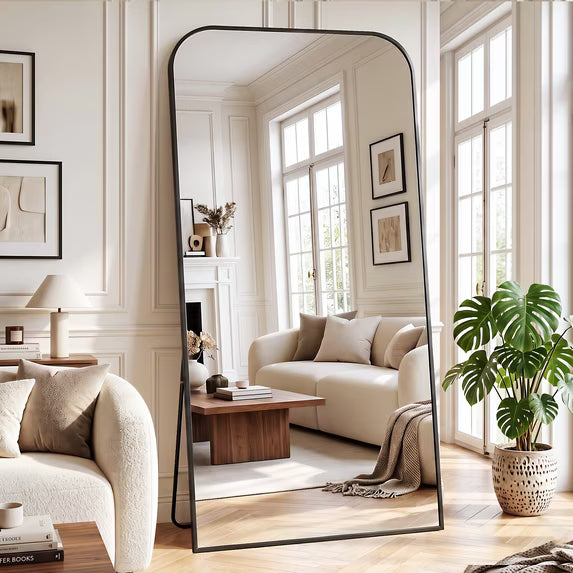 Antok Floor Mirror, Arched Full Body Standing Mirror for Bedroom & Living Room