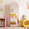 Antok Arched Full Length Floor Mirror 58"x18.1" Full Body Mirror with Stand, for Bedroom, Living Room, Cloakroom, Pink