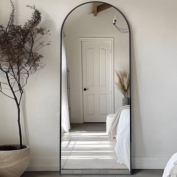 Antok Arched Full Length Floor Mirror Full Body Mirror with Stand, for Bedroom, Living Room, Cloakroom